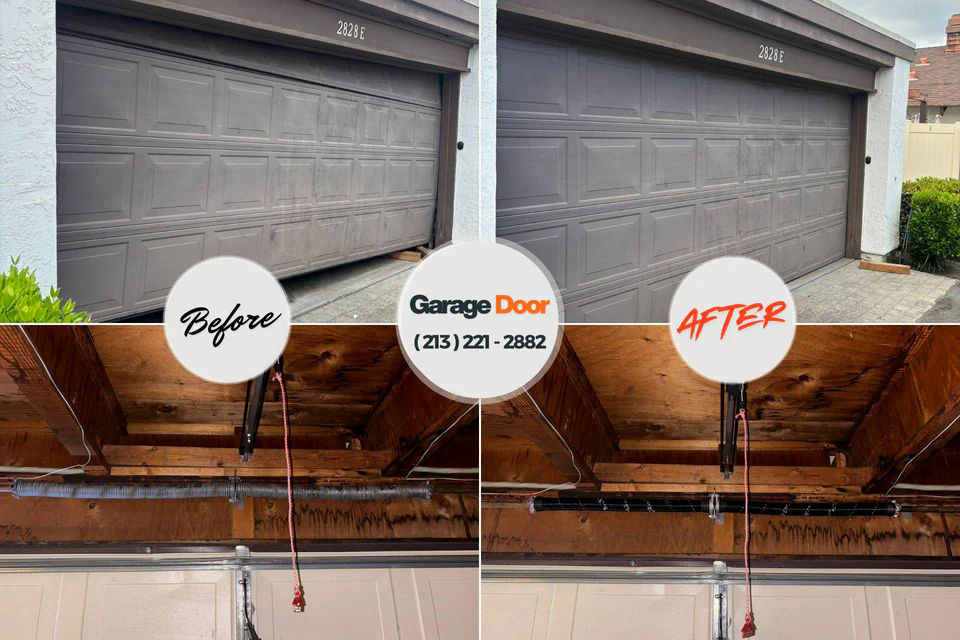 Before and after: garage door repair Wasco, CA